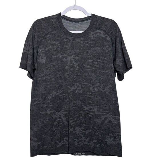 Lululemon Metal Vent Tech Short Sleeve Tee Men M‎ Camo Gray Stretch Breathable - Picture 1 of 6